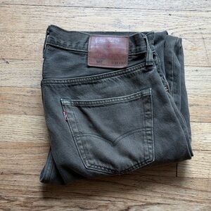Levi’s 501 32x32 olive green garment dyed denim jeans